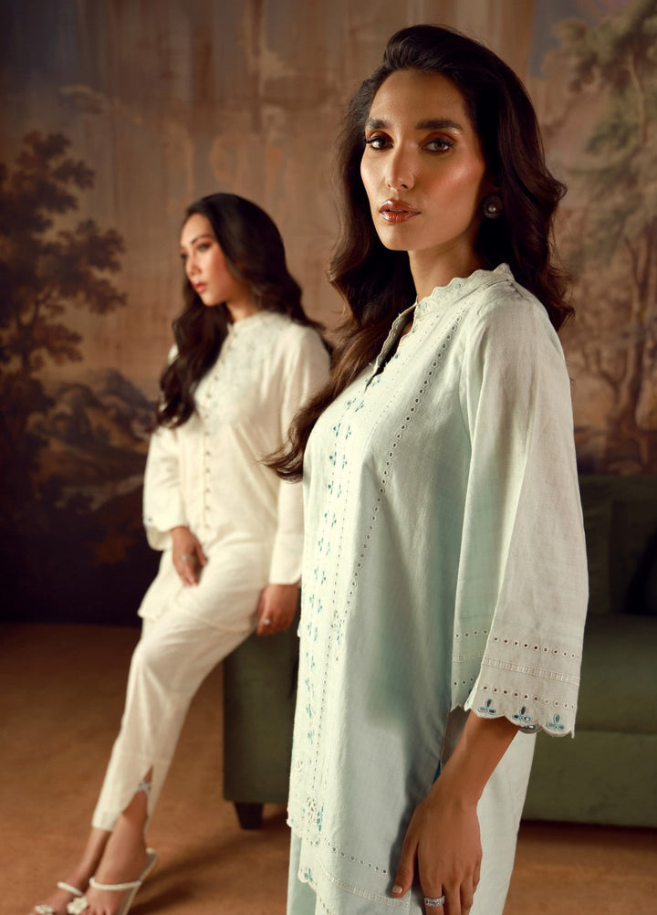 Sahar Women RTW Embroidered Jacquard 2 Piece Suit Aquamarine Casual Collection