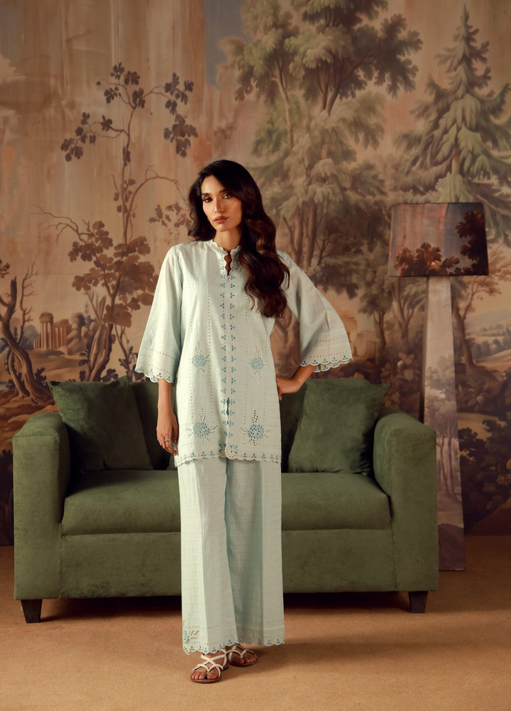 Sahar Women RTW Embroidered Jacquard 2 Piece Suit Aquamarine Casual Collection