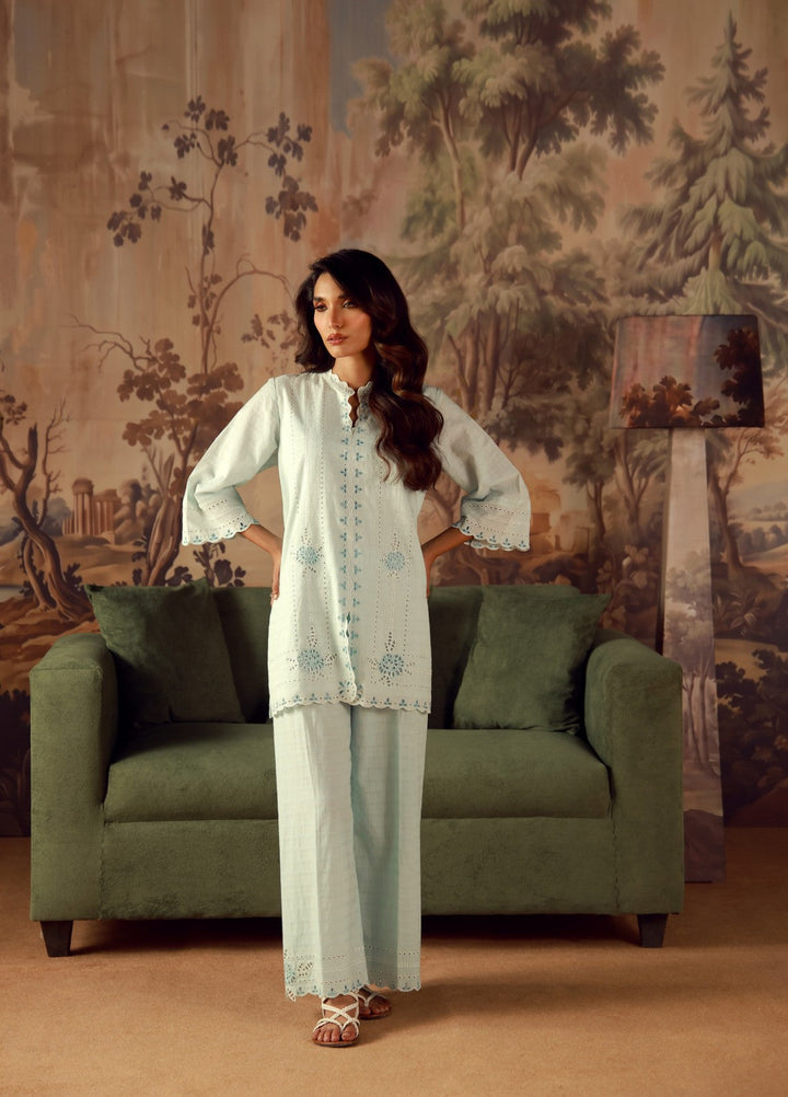 Sahar Women RTW Embroidered Jacquard 2 Piece Suit Aquamarine Casual Collection