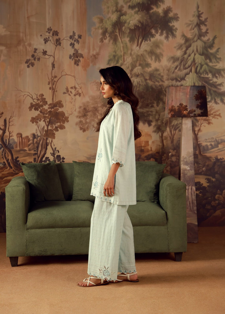 Sahar Women RTW Embroidered Jacquard 2 Piece Suit Aquamarine Casual Collection