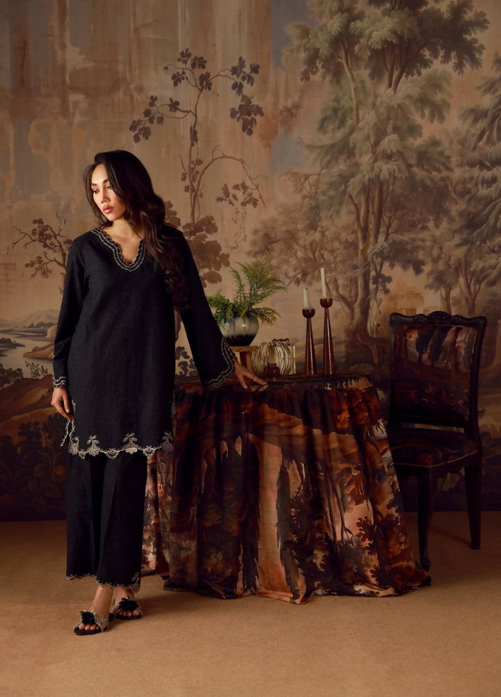 Sahar Women RTW Embroidered Jacquard 2 Piece Suit Black Topaz Casual Collection