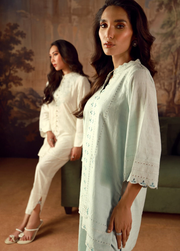 Sahar Women RTW Embroidered Jacquard 2 Piece Suit Moonstone Casual Collection
