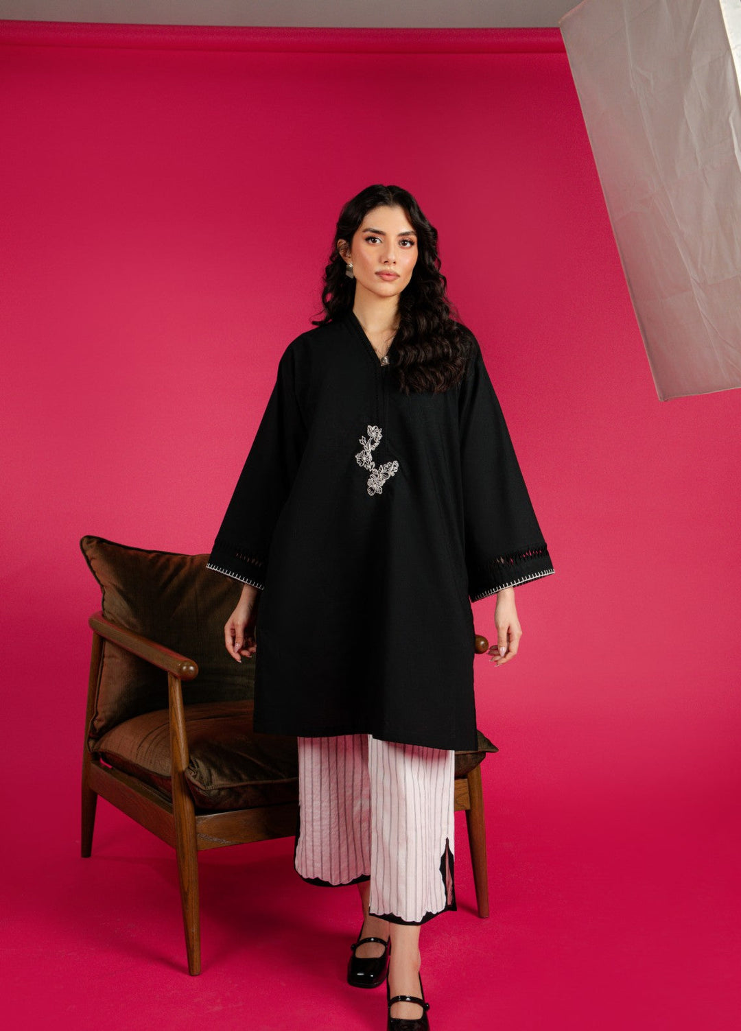 Sahar Women RTW Embroidered Cotton 2 Piece Suit Noir Casual Collection