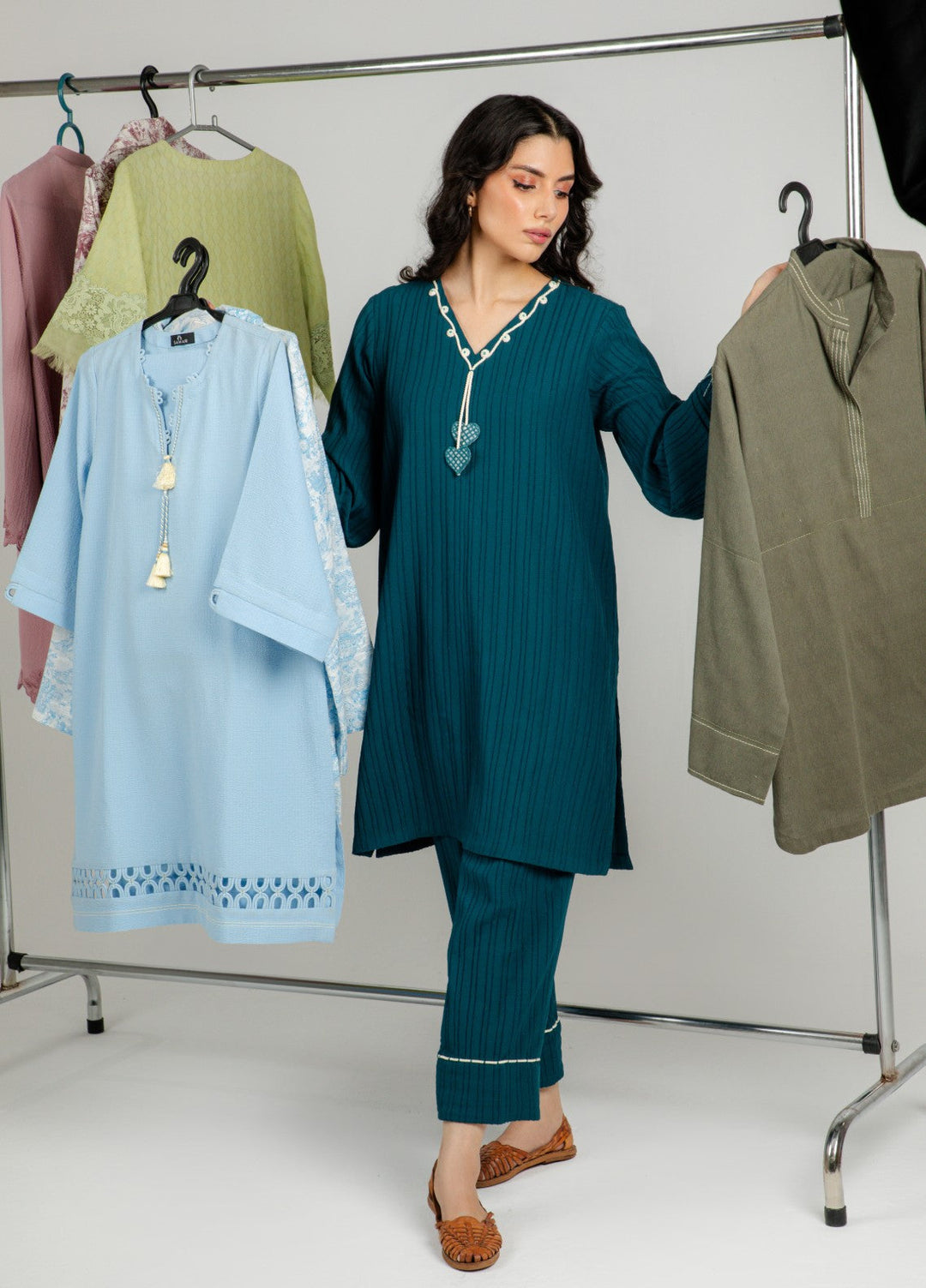 Sahar Women RTW Embroidered Cotton 2 Piece Suit Love knot Casual Collection