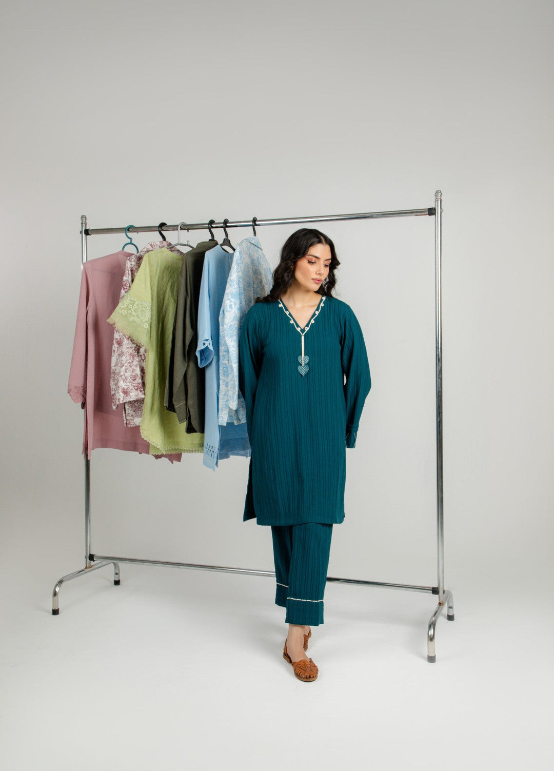 Sahar Women RTW Embroidered Cotton 2 Piece Suit Love knot Casual Collection