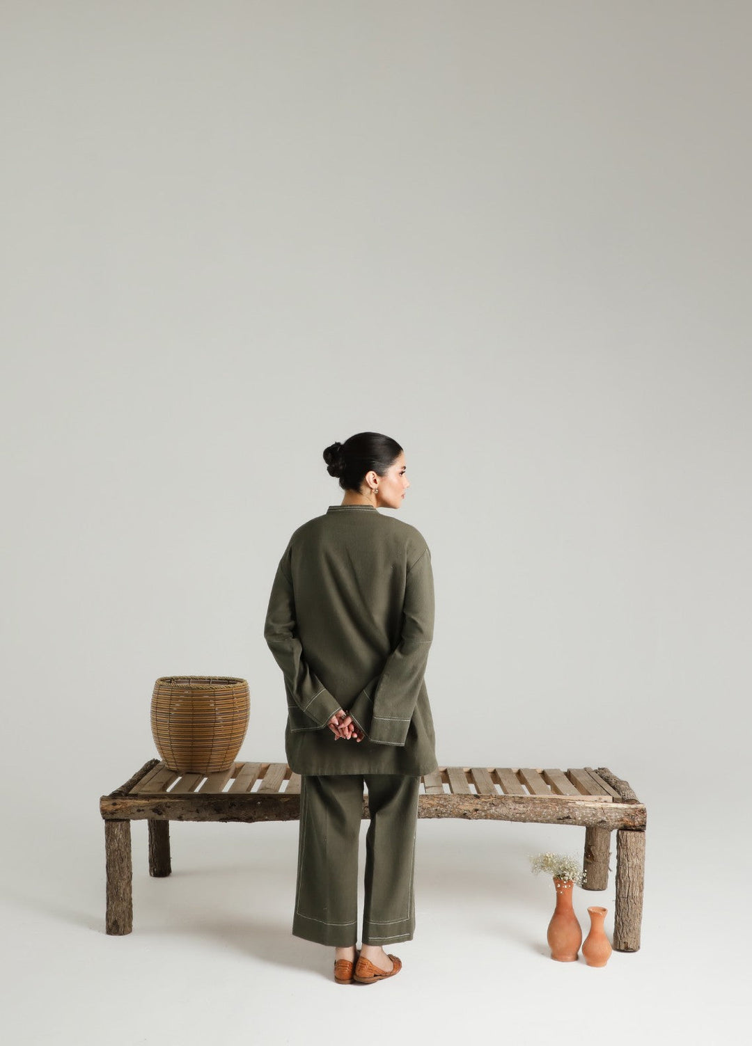 Sahar Women RTW Embroidered Cotton 2 Piece Suit Olive draft Casual Collection