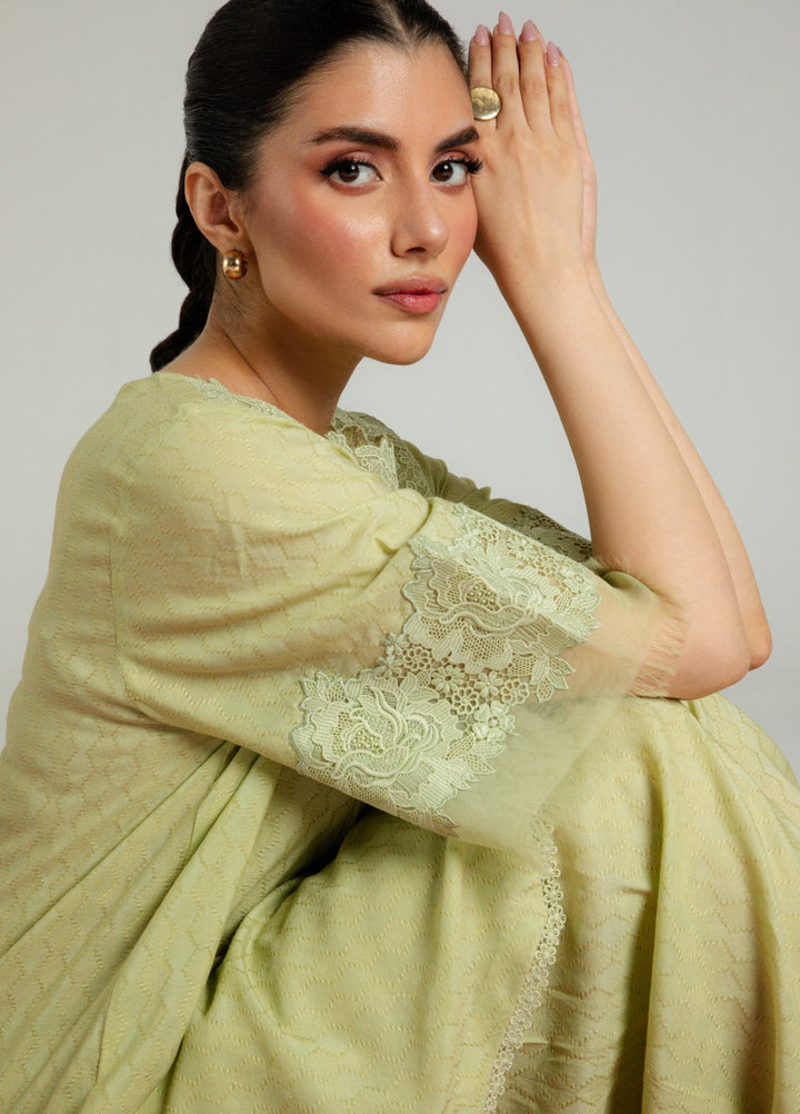 Sahar Women RTW Embroidered Cotton 2 Piece Suit Pistachio bloom Casual Collection