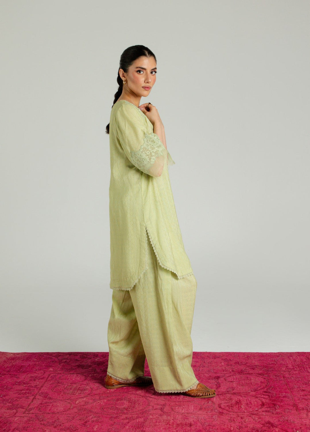 Sahar Women RTW Embroidered Cotton 2 Piece Suit Pistachio bloom Casual Collection