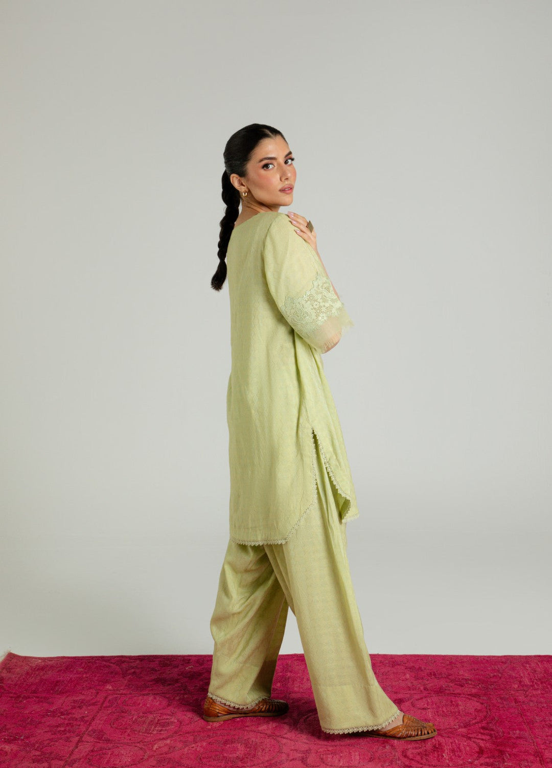Sahar Women RTW Embroidered Cotton 2 Piece Suit Pistachio bloom Casual Collection