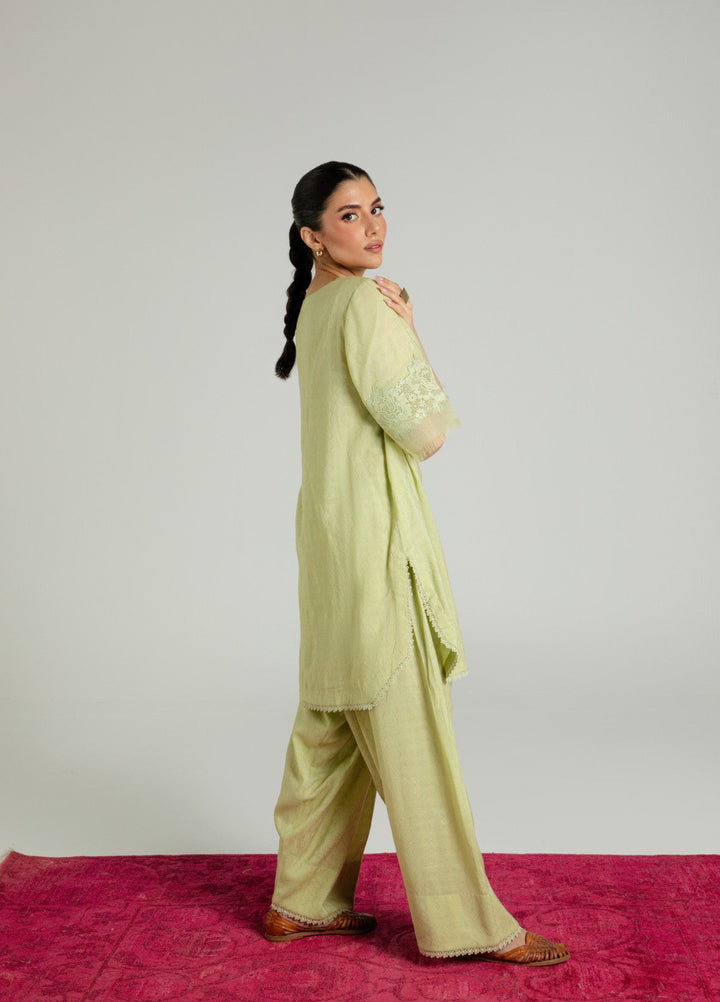 Sahar Women RTW Embroidered Cotton 2 Piece Suit Pistachio bloom Casual Collection