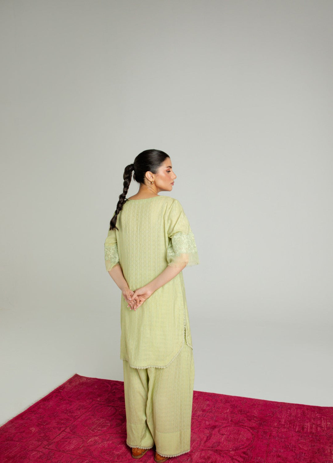 Sahar Women RTW Embroidered Cotton 2 Piece Suit Pistachio bloom Casual Collection