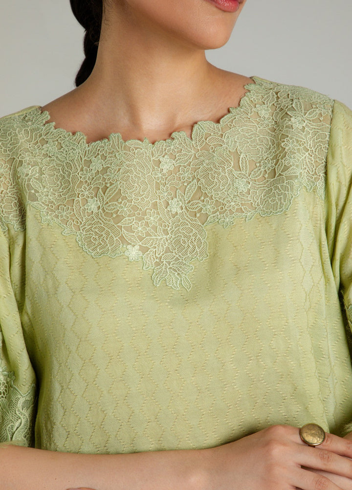 Sahar Women RTW Embroidered Cotton 2 Piece Suit Pistachio bloom Casual Collection