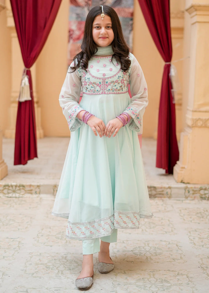Modest Girls RTW Embroidered Crinkle 3 Piece Suit C-Blue Festive Collection