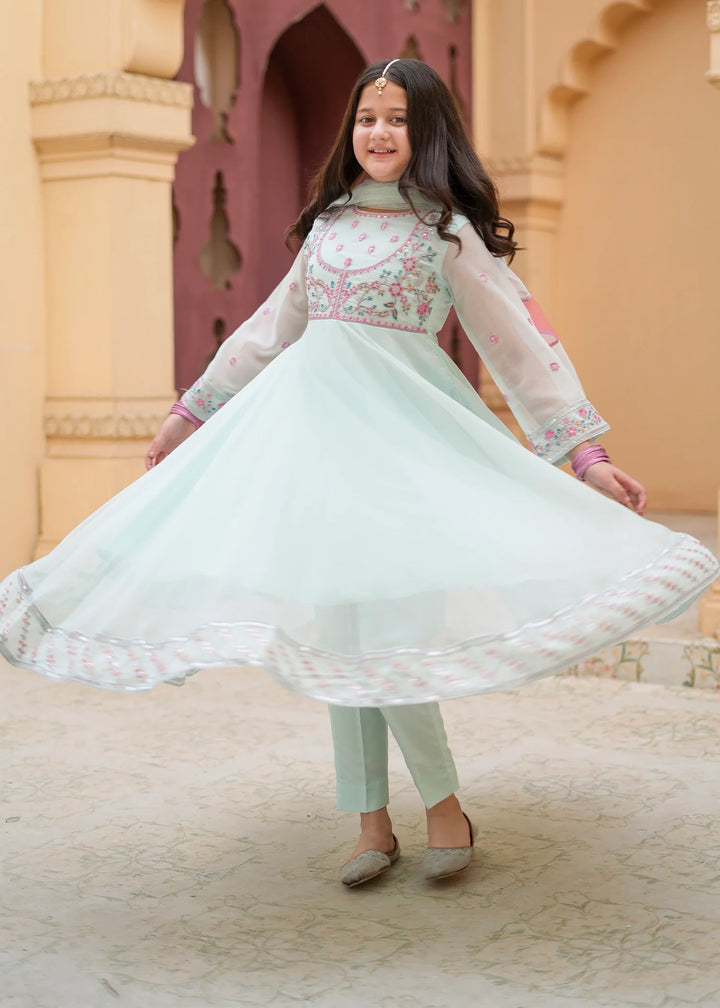 Modest Girls RTW Embroidered Crinkle 3 Piece Suit C-Blue Festive Collection