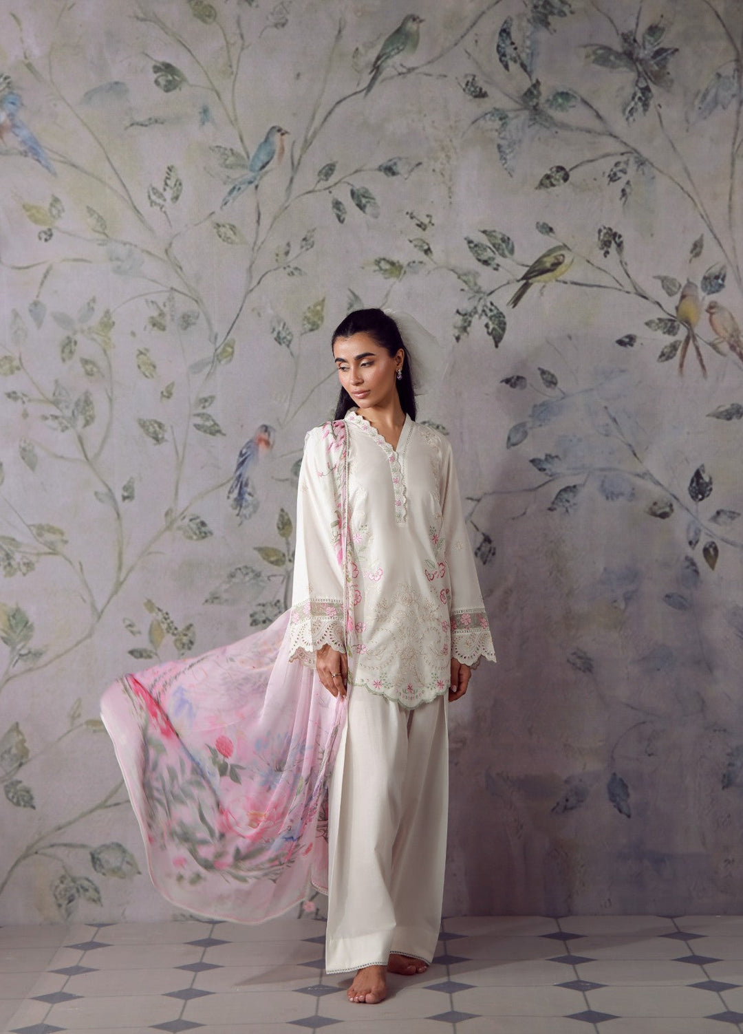 Sahar Women RTW Chikankari Cambric 3 Piece Suit Roselle Festive Collection