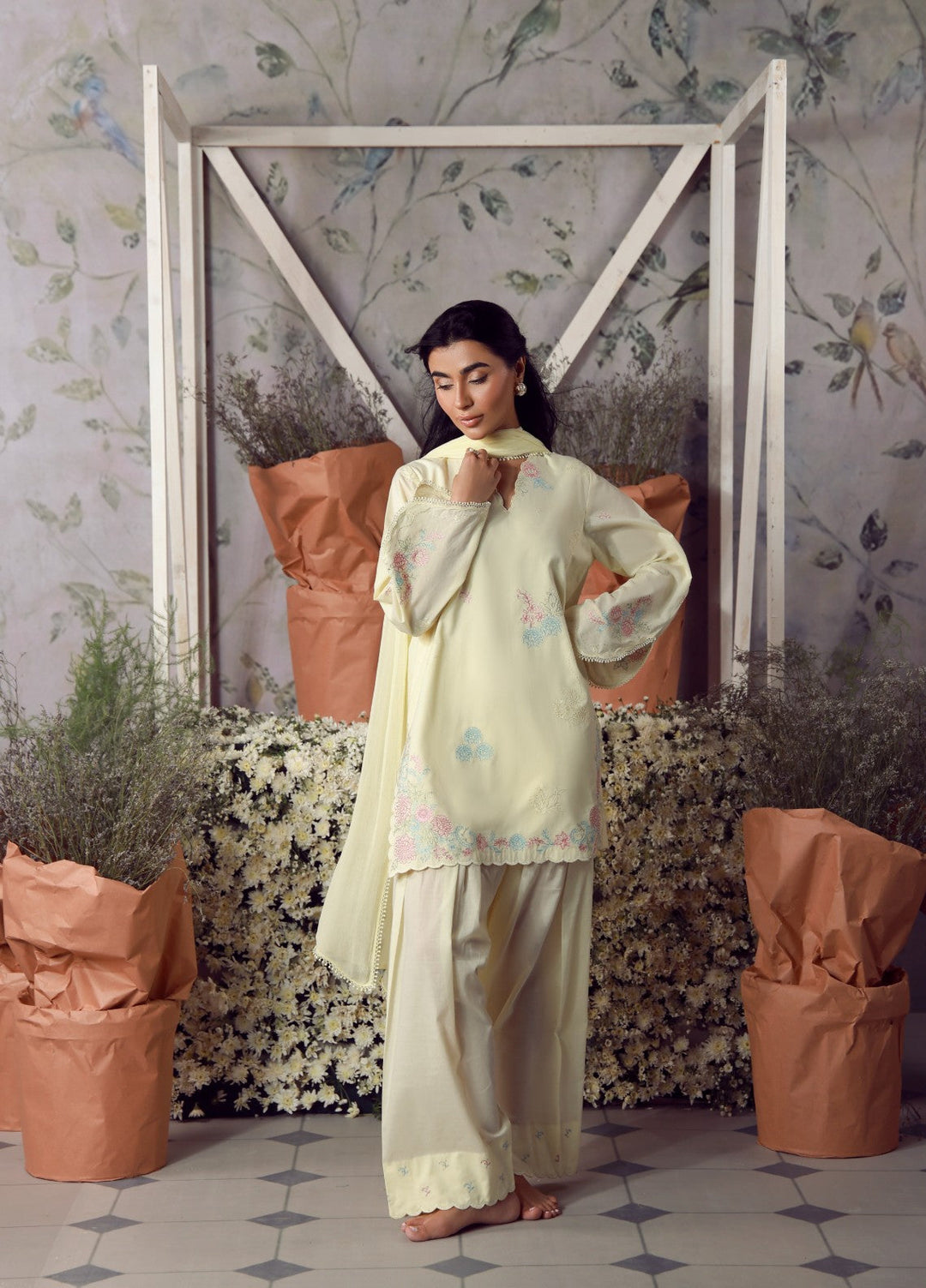 Sahar Women RTW Chikankari Cambric 3 Piece Suit BUTTERCUP Festive Collection