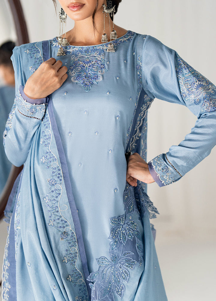 Efsun by Sahane Women RTW Embroidered Sheesh Silk 3 Piece Suit FP8801 Yakamoz Festive Collection