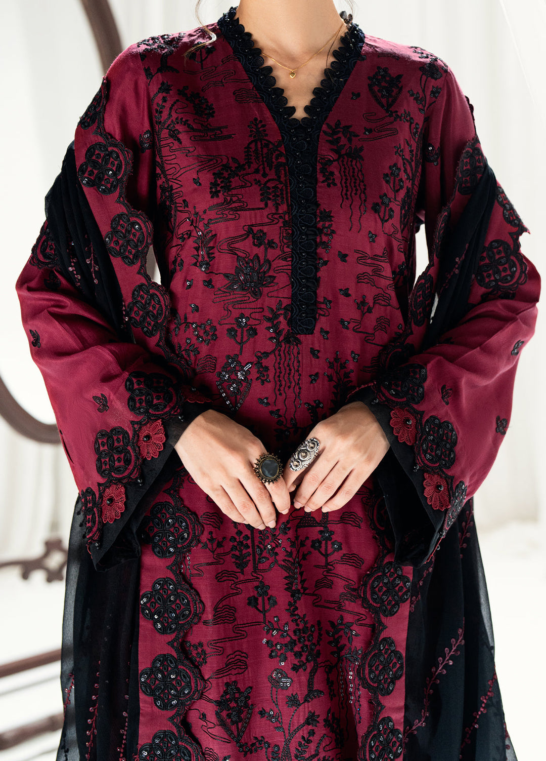 Efsun by Sahane Women RTW Embroidered Raw Silk 3 Piece Suit FP8806 Neva Festive Collection