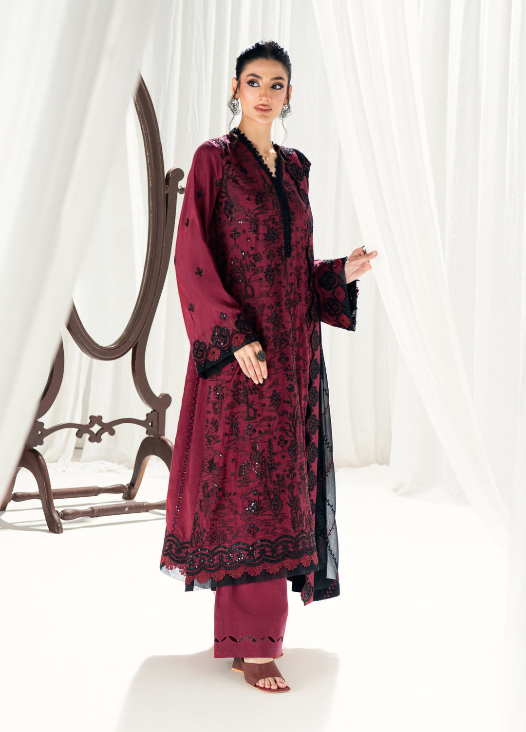 Efsun by Sahane Women RTW Embroidered Raw Silk 3 Piece Suit FP8806 Neva Festive Collection