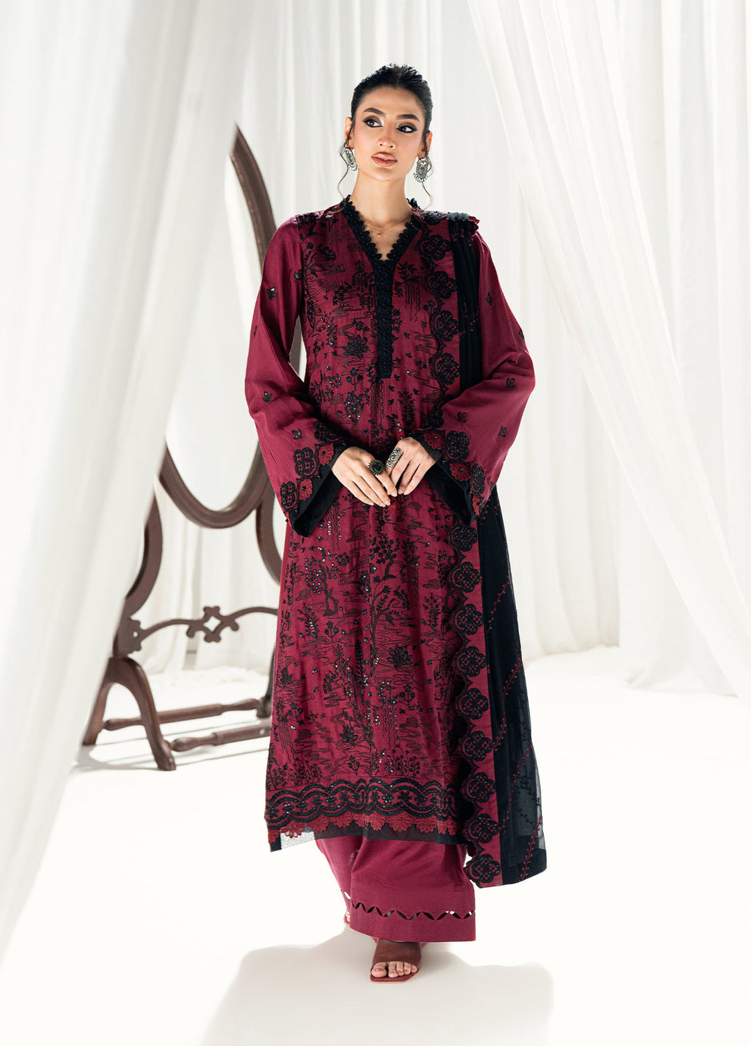 Efsun by Sahane Women RTW Embroidered Raw Silk 3 Piece Suit FP8806 Neva Festive Collection
