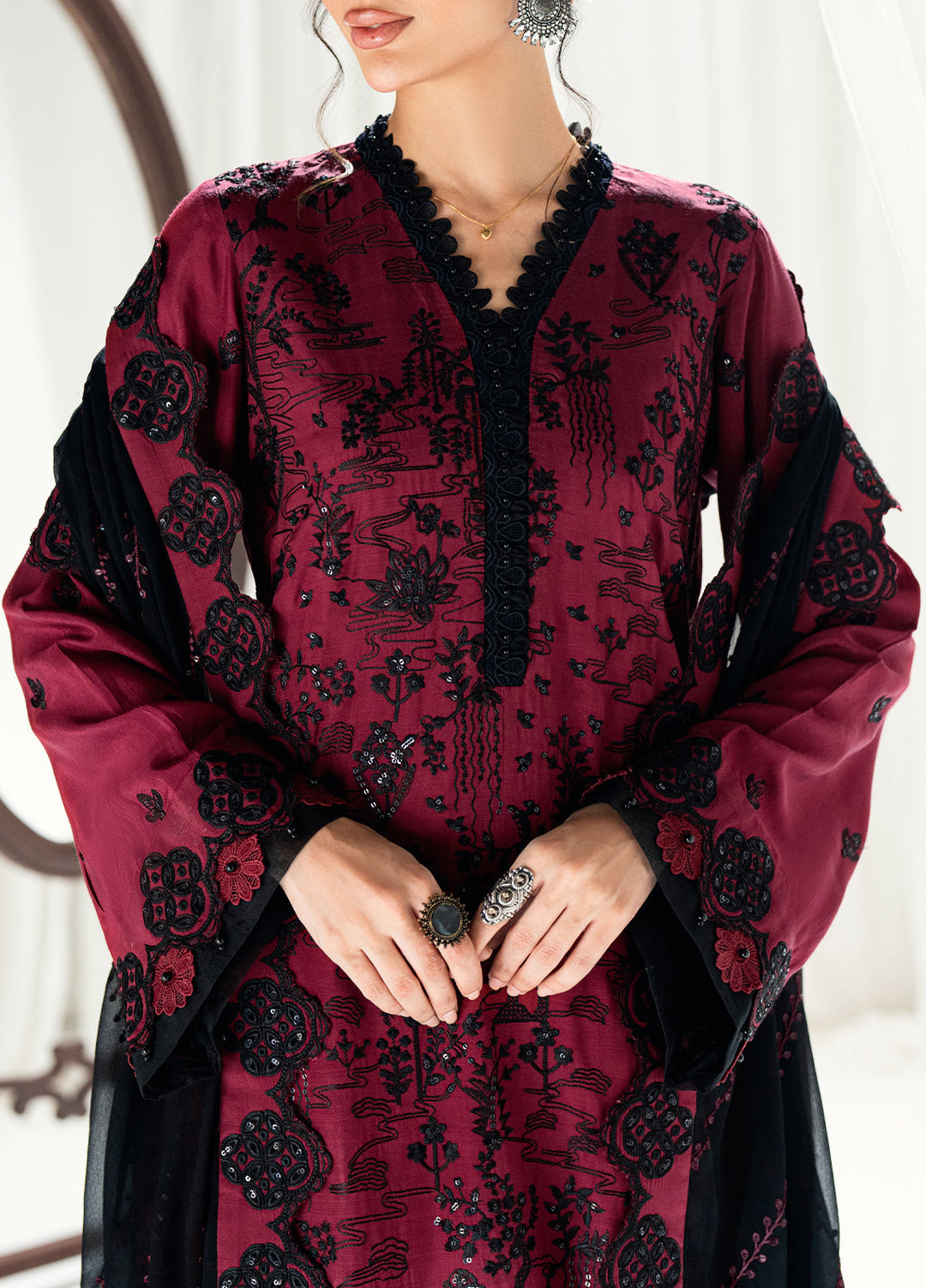 Efsun by Sahane Women RTW Embroidered Raw Silk 3 Piece Suit FP8806 Neva Festive Collection
