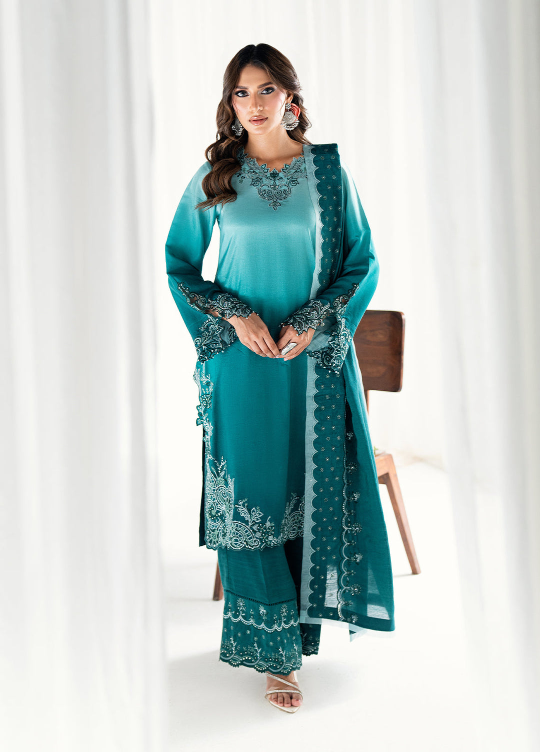 Efsun by Sahane Women RTW Embroidered Sheesh Silk 3 Piece Suit FP8808 Elysian Festive Collection
