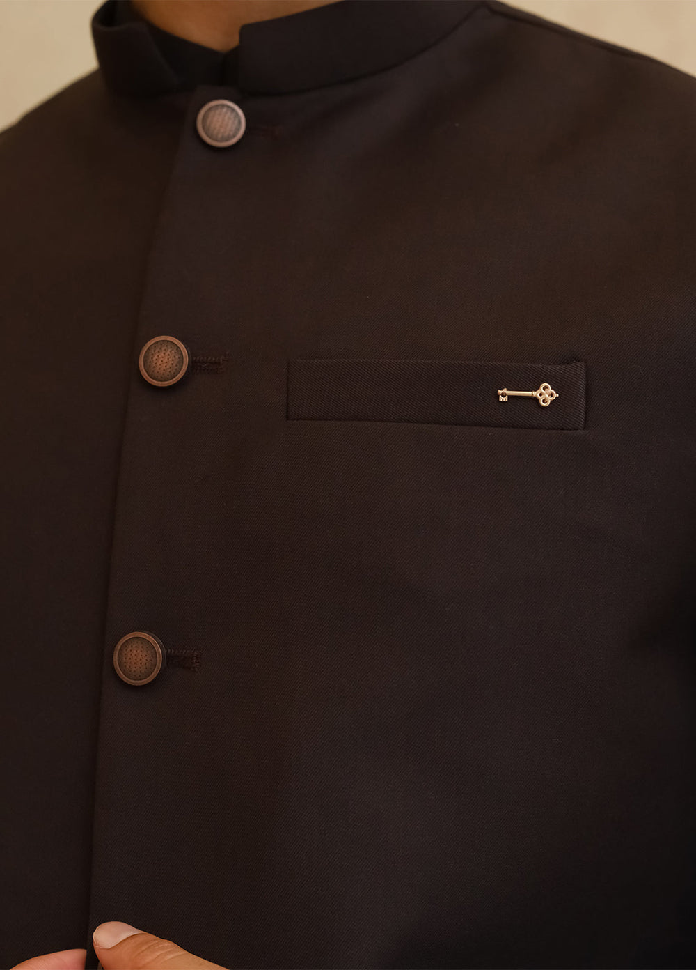 A-Line by Mazham RTW Solids Blended 3 Piece Suit Dark Espresso Brown Winter Collection