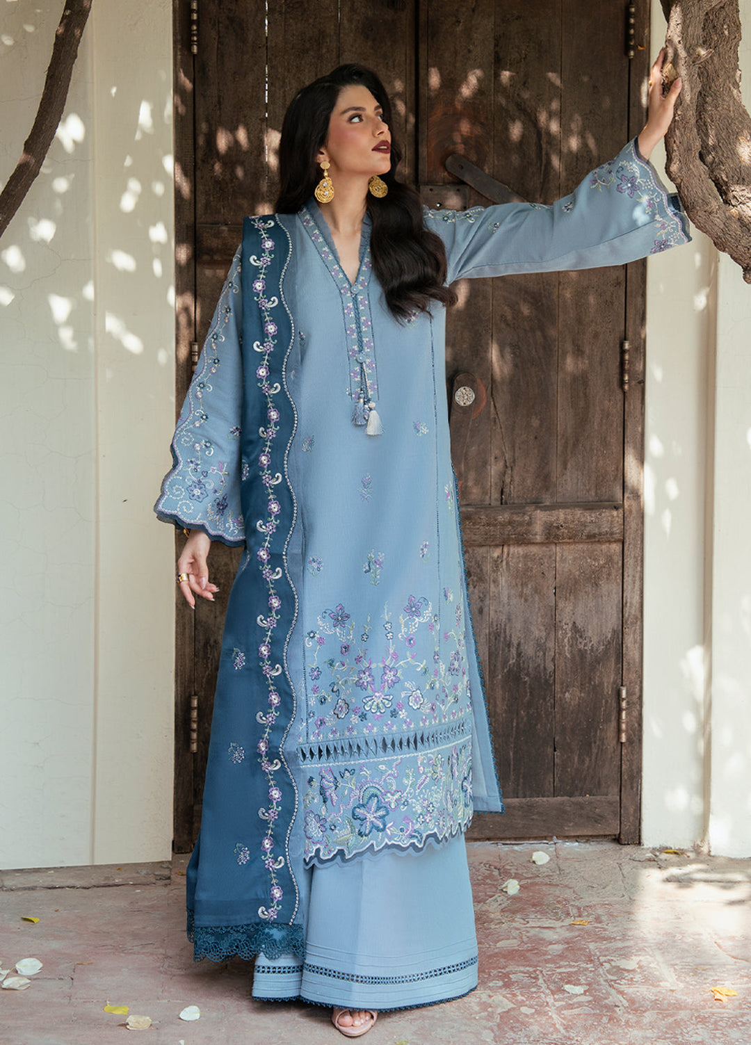 Khizaan by Sahane Unstitched Embroidered Cross Hatch 3 Piece Suit Lilith Winter Collection