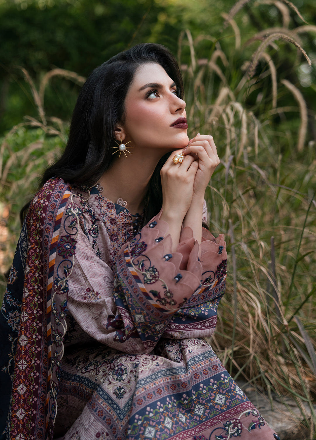 Khizaan by Sahane Unstitched Printed Cotton Viscose 3 Piece Suit Zoe Winter Collection