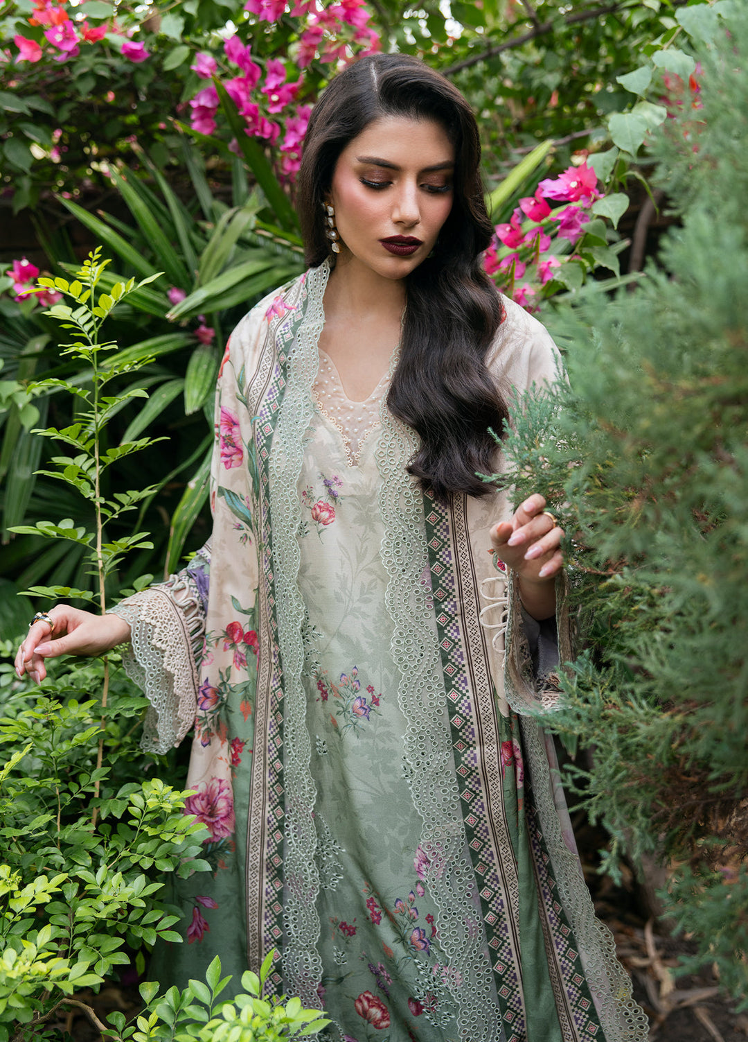 Khizaan by Sahane Unstitched Printed Cotton Viscose 3 Piece Suit Rosemary Winter Collection