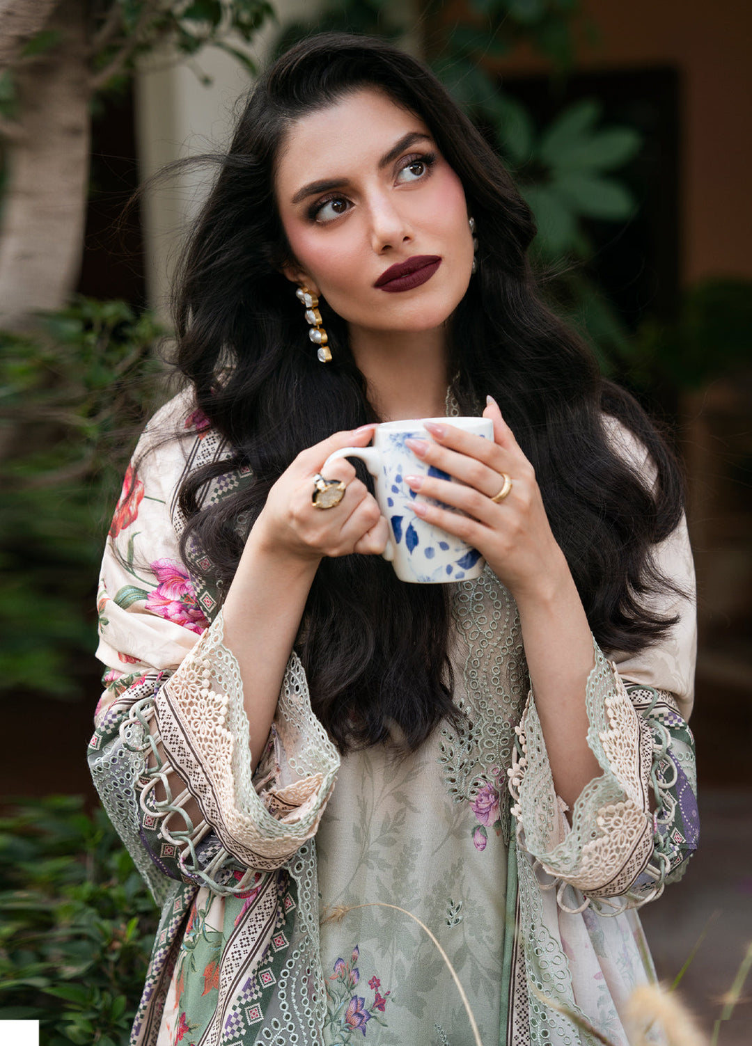 Khizaan by Sahane Unstitched Printed Cotton Viscose 3 Piece Suit Rosemary Winter Collection
