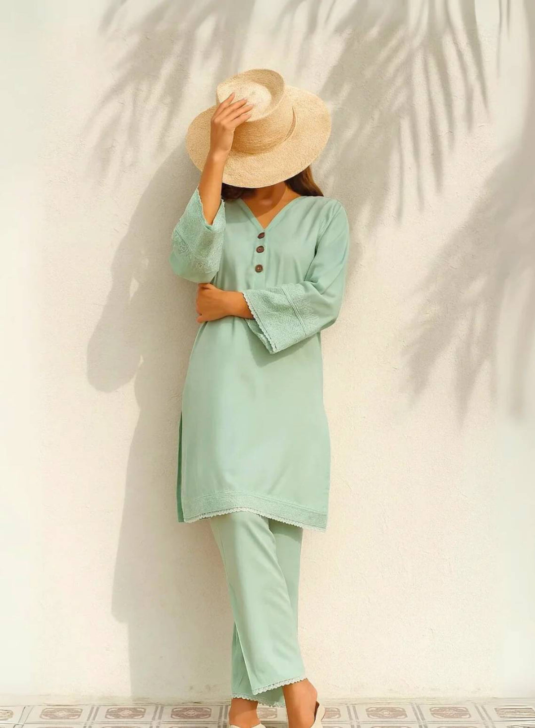 Ayla Studio Pret Embroidered Wash N Wear 2 Piece Suit Sabz-Sitara