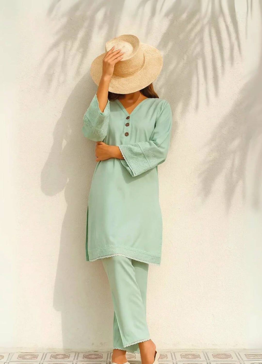 Ayla Studio Pret Embroidered Wash N Wear 2 Piece Suit Sabz-Sitara
