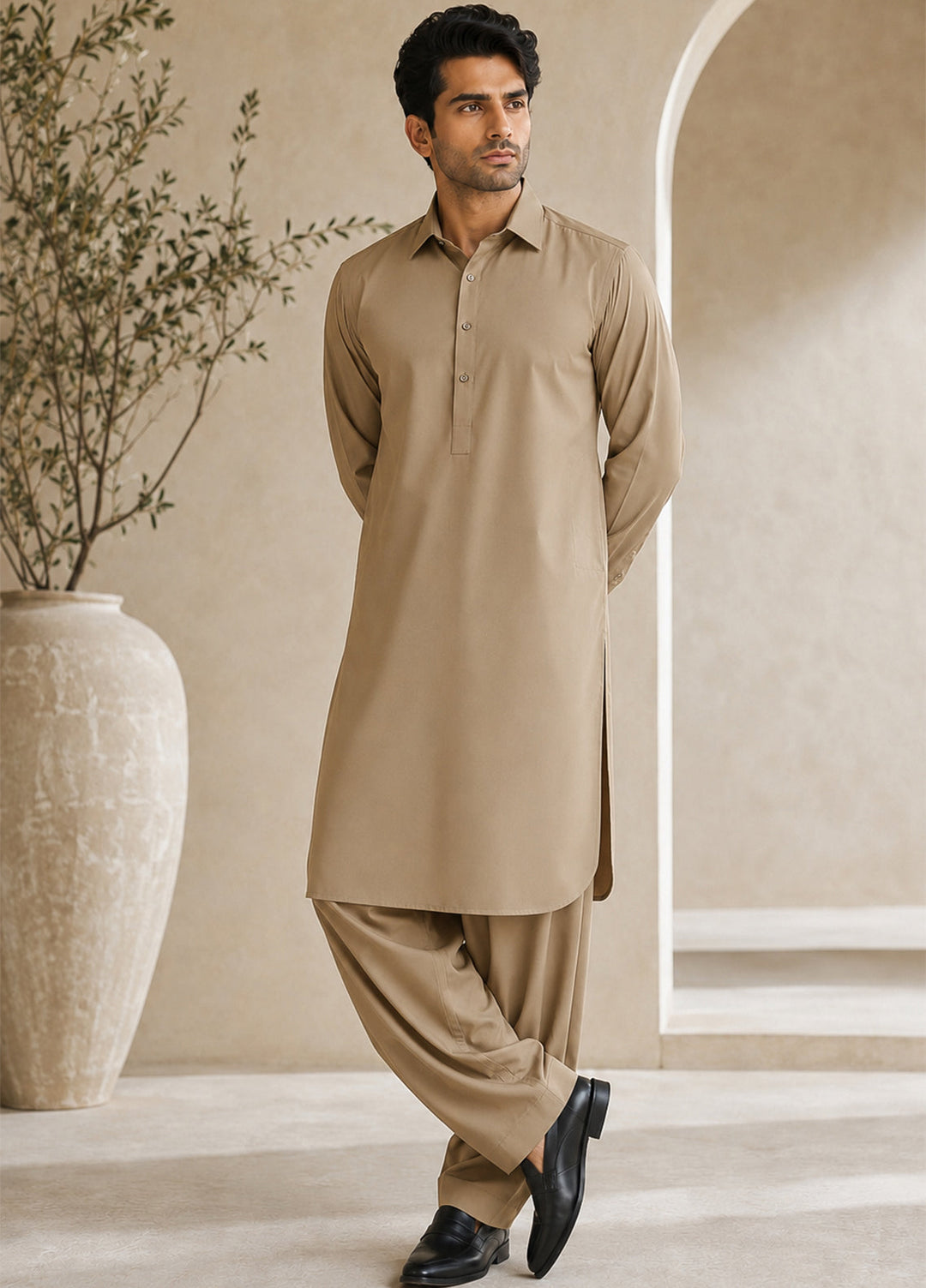 Mazham Pret Plain Wash and Wear Kurta-Shalwar KFCSK-S