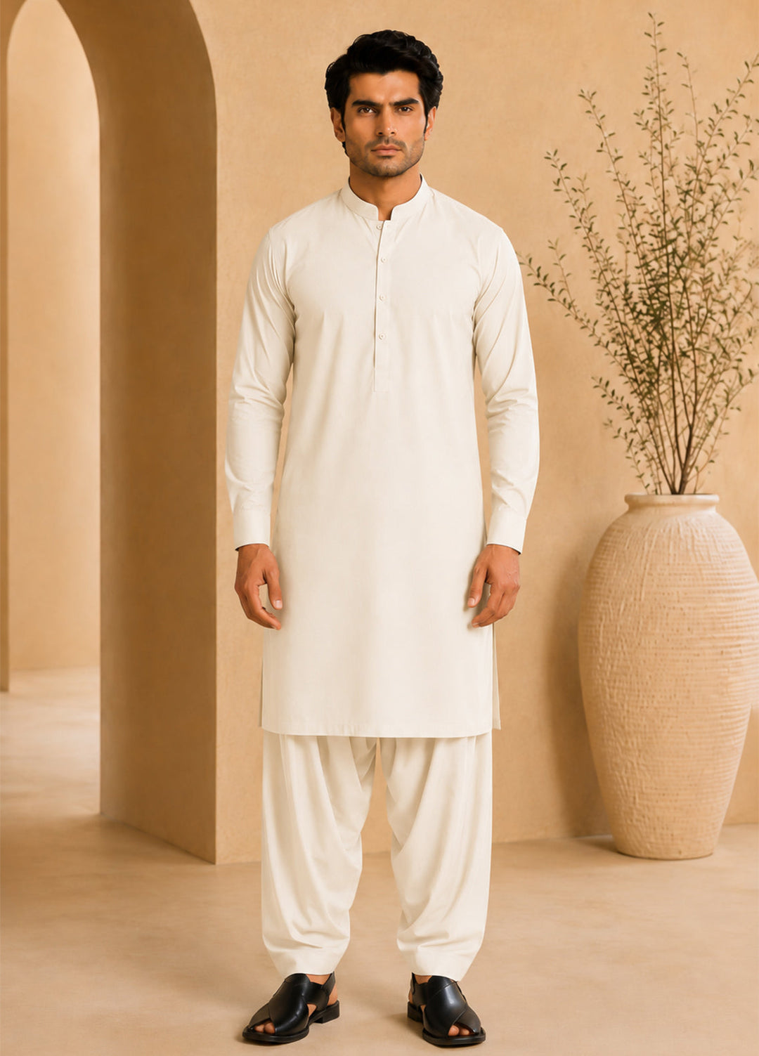 Mazham Pret Plain Blended Kurta-Shalwar OWBKS-S-M
