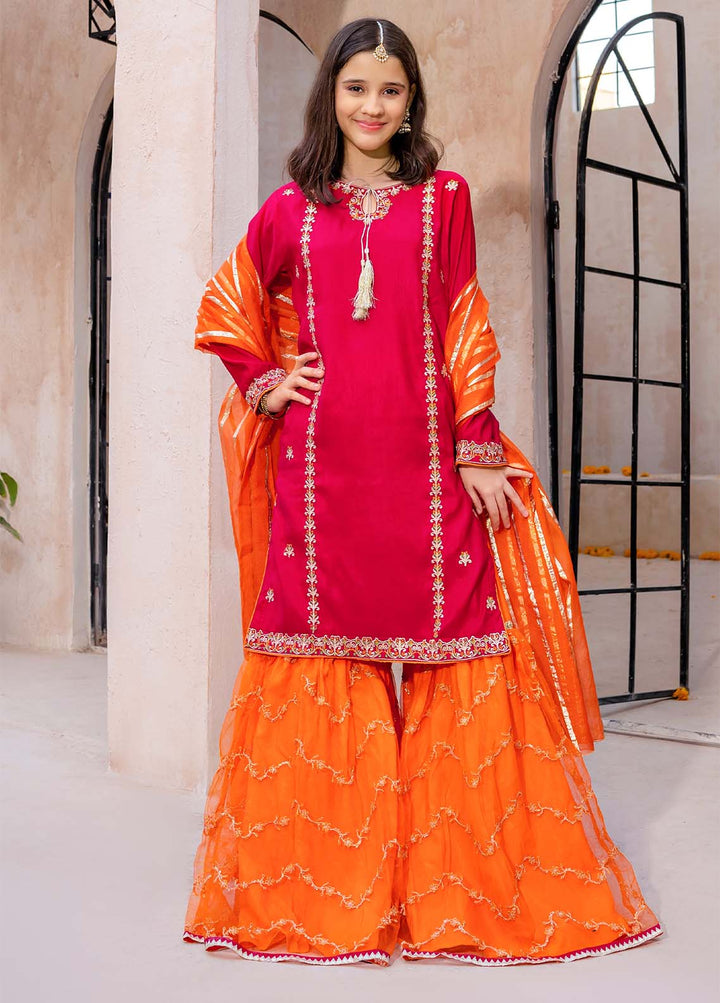 Modest Pret Girls Rawsilk 3 Piece Suit Gulnoor Pink
