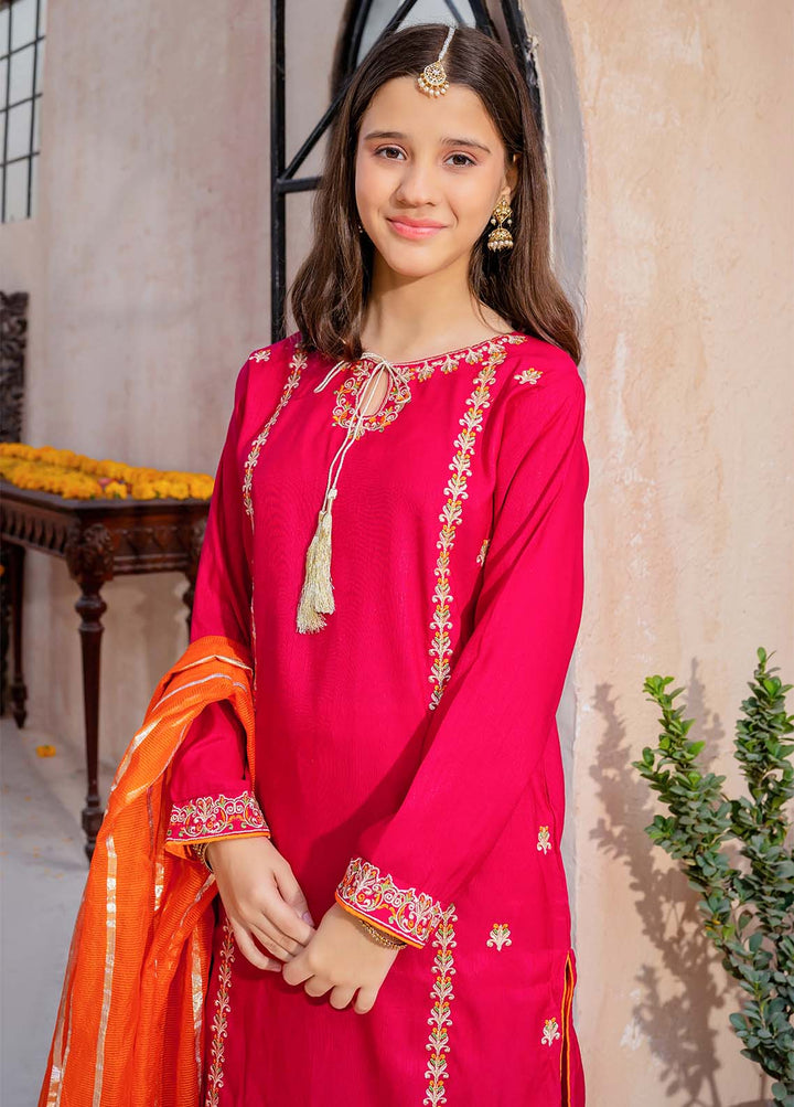 Modest Pret Girls Rawsilk 3 Piece Suit Gulnoor Pink