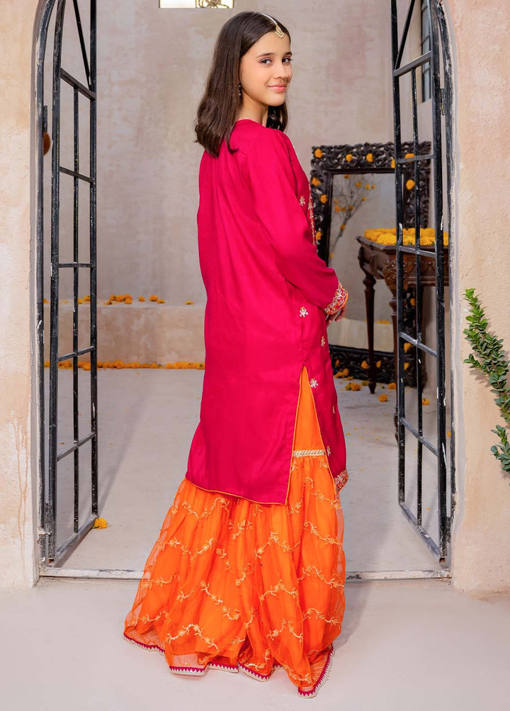 Modest Pret Girls Rawsilk 3 Piece Suit Gulnoor Pink