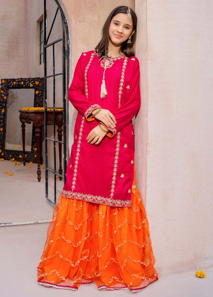 Modest Pret Girls Rawsilk 3 Piece Suit Gulnoor Pink