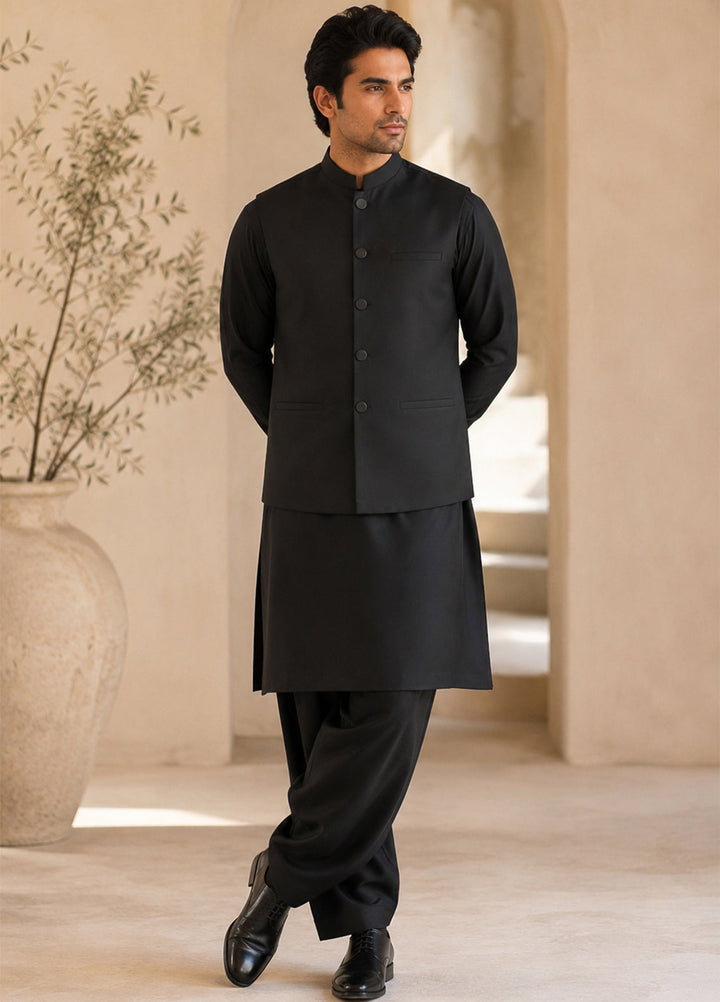 Black Kurta Shalwar with Waistcoat