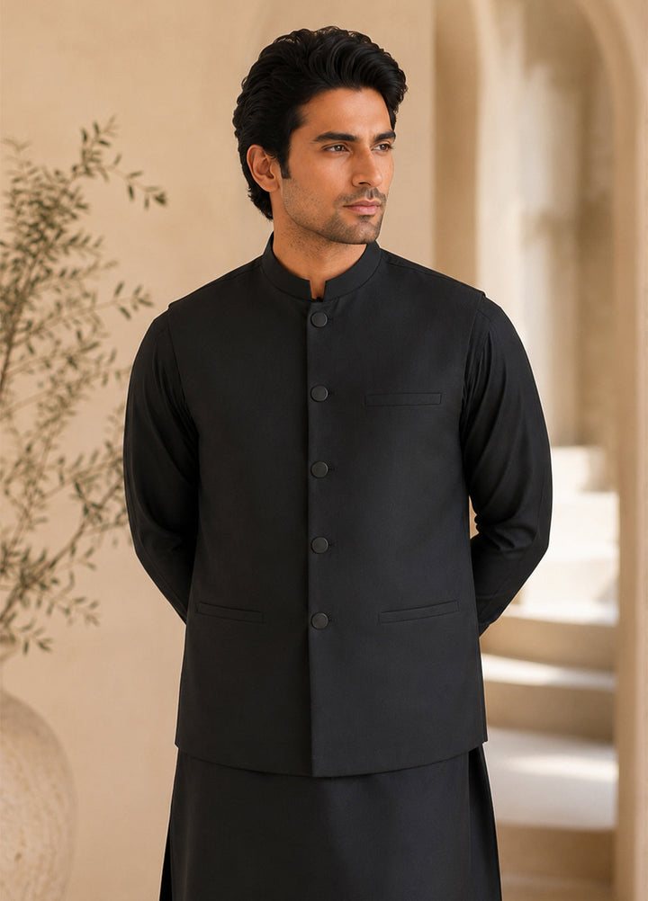 Black Kurta Shalwar with Waistcoat