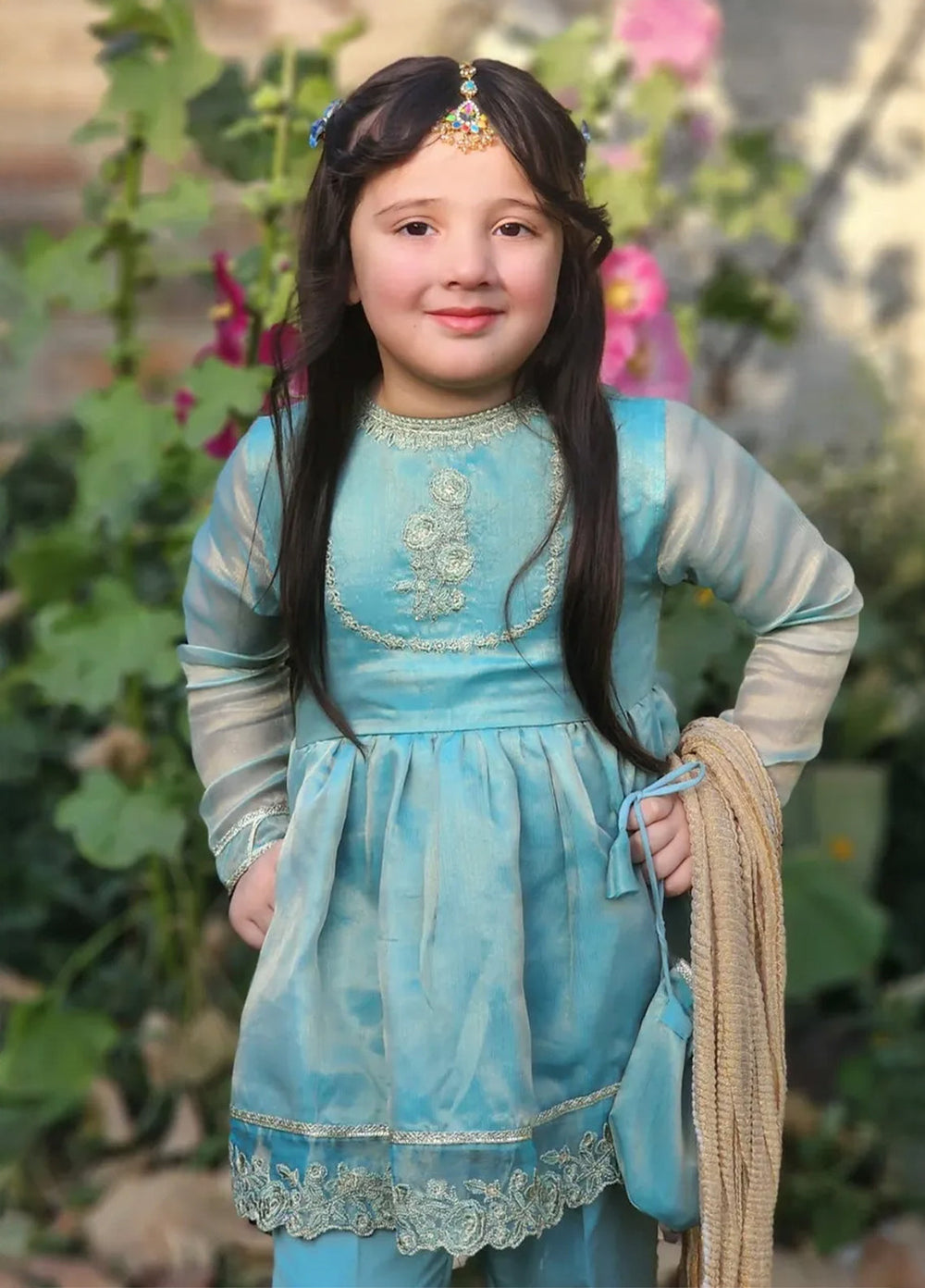 Modest Pret Girls Maysuri 3 Piece Suit Green Frock 9025