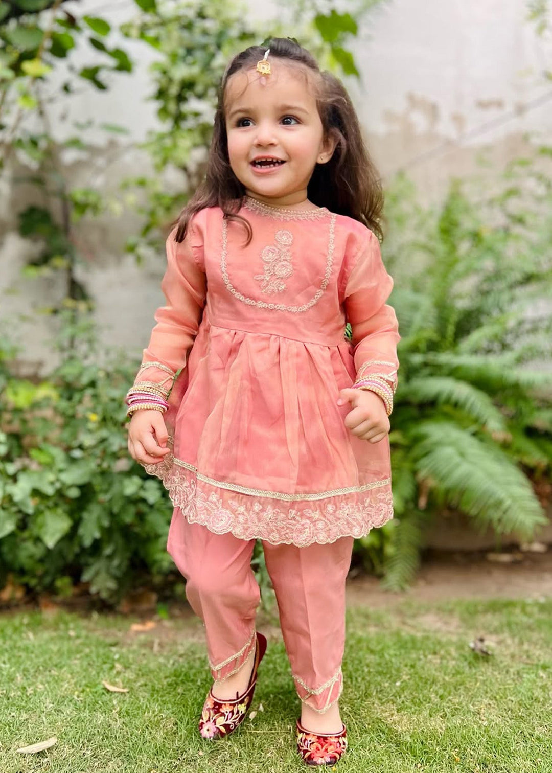 Modest Pret Girls Maysuri 3 Piece Suit Pink Frock 9025