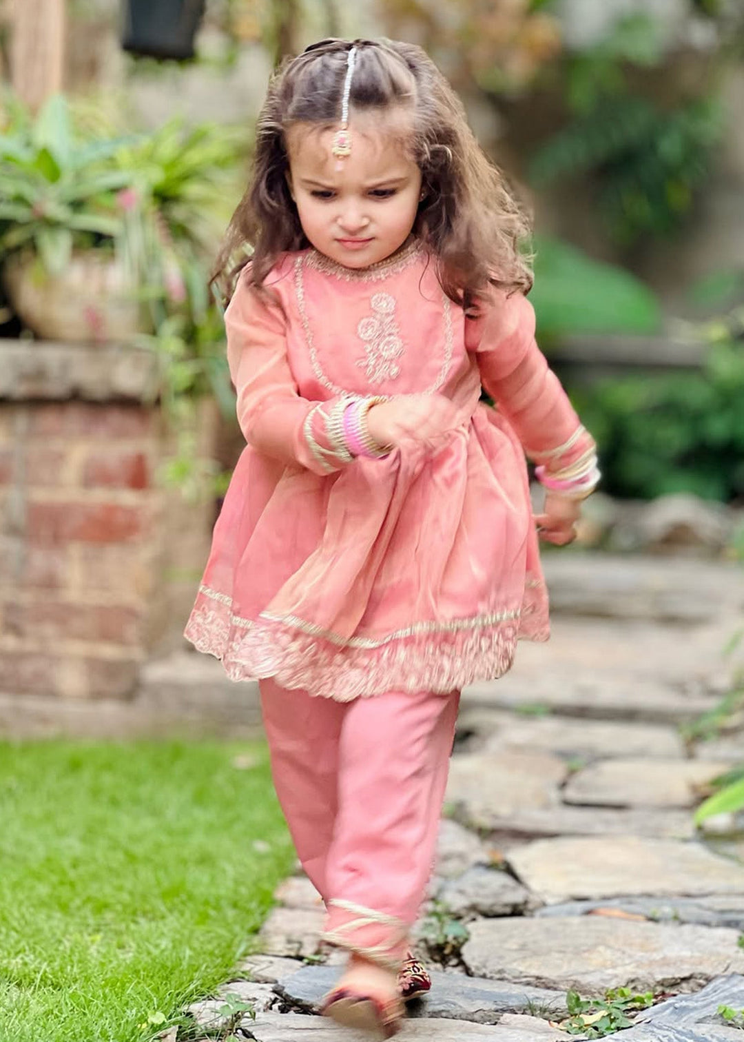 Modest Pret Girls Maysuri 3 Piece Suit Pink Frock 9025