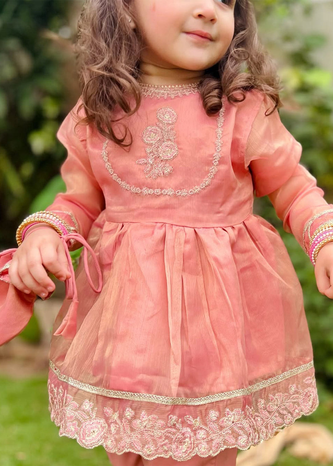 Modest Pret Girls Maysuri 3 Piece Suit Pink Frock 9025