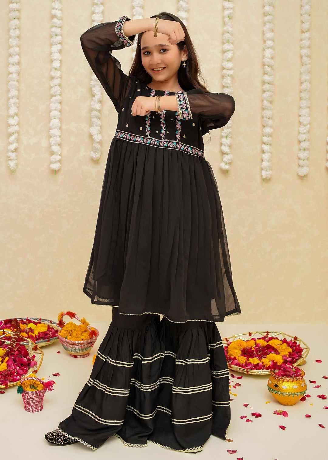 Gulzar by Modest Pret Chiffon 3 Piece Suit 8905 Black