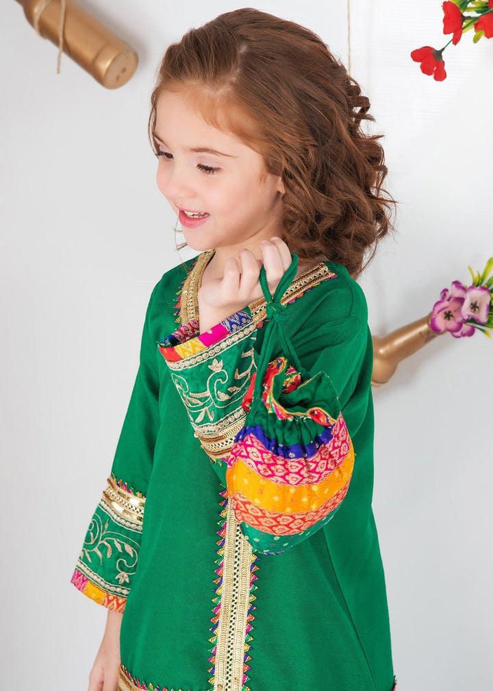 Modest Pret Emblished Raw Silk 3 Piece Suit Mah e Noor Green
