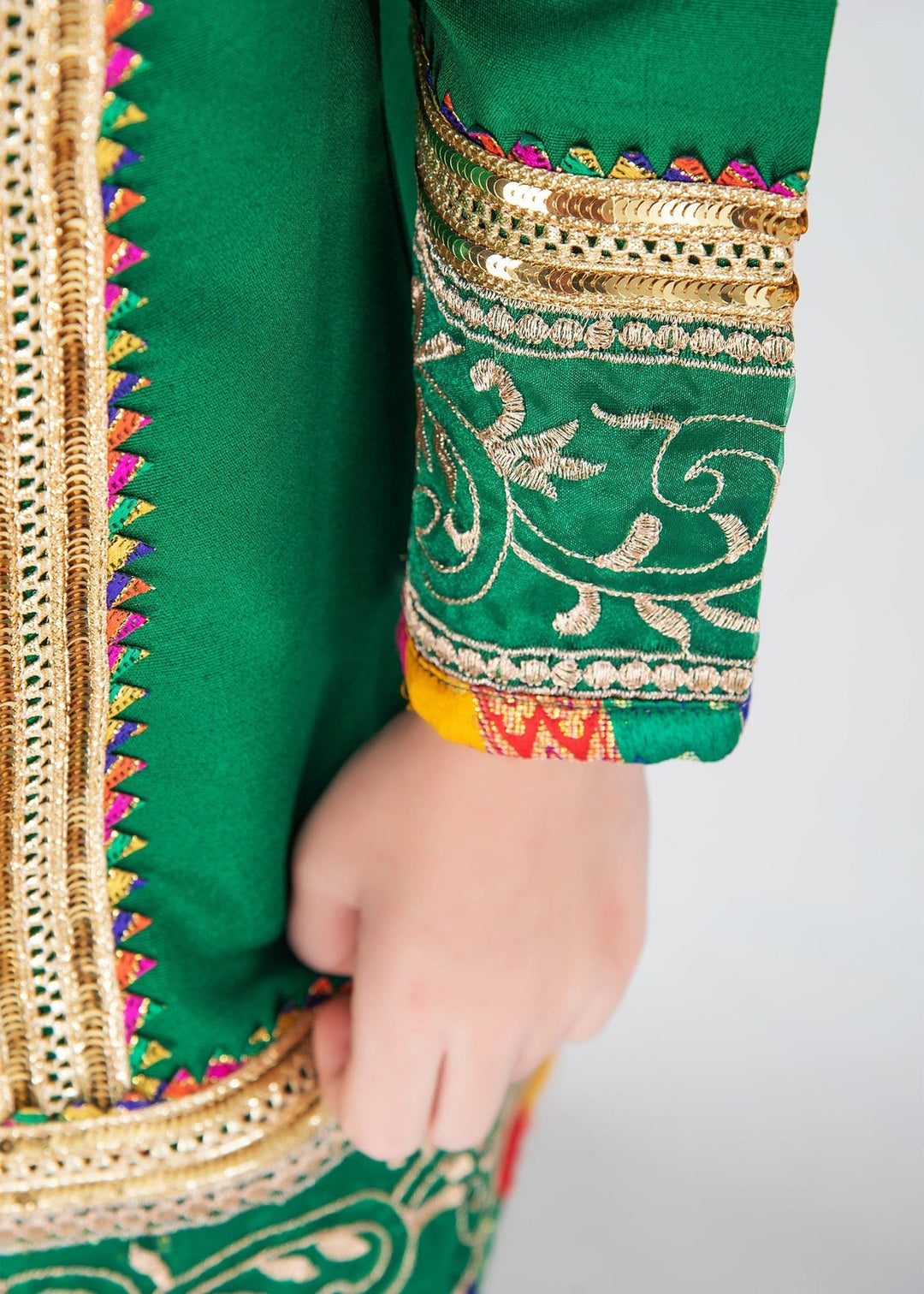 Modest Pret Emblished Raw Silk 3 Piece Suit Mah e Noor Green