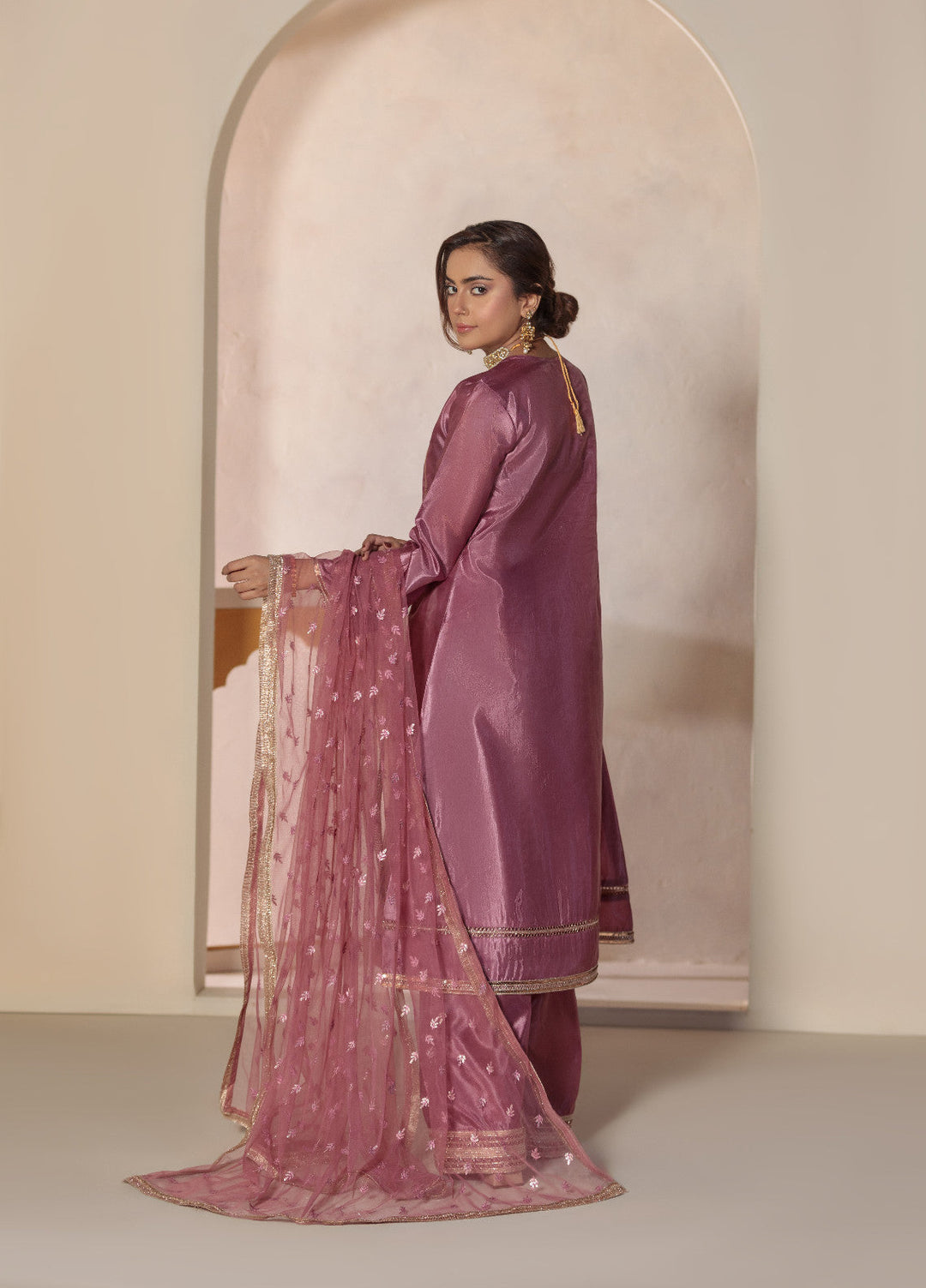 Haniya Mahnoor Pret Embroidered Katan Silk 3 Piece Ghazal