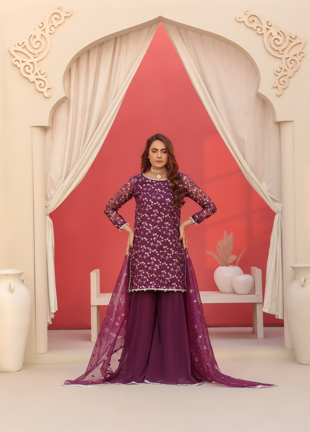 Haniya Mahnoor Pret Embroidered Organza 3 Piece Amber